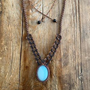 NWOT One of a kind Adjustable Bohemian Choker with Semi-Precious Stone.